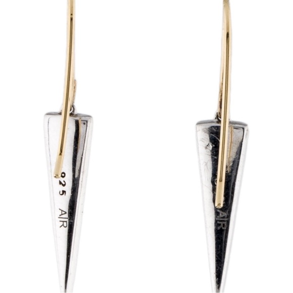 Adina Reyter Diamond Triangle Drop Earrings - 14K Gold & Silver Earrings + Pouch - Picture 3 of 9